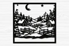 Winter Village Wall Art Laser Svg Product Image 2