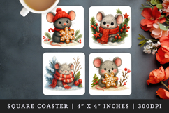 Winter square coaster sublimation, coasters design Product Image 1