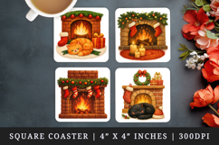 Winter square coaster sublimation, coasters design Product Image 1