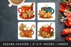 Winter square coaster sublimation, coasters design Product Image 1