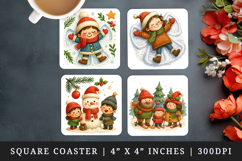 Winter square coaster sublimation, coasters design Product Image 1
