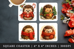 Winter square coaster sublimation, coasters design Product Image 1