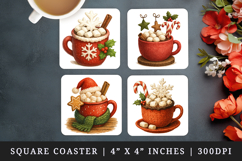 Winter square coaster sublimation, coasters design Product Image 1