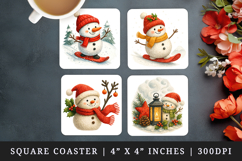 Winter square coaster sublimation, coasters design Product Image 1