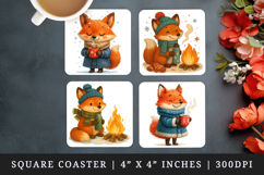 Winter square coaster sublimation, coasters design Product Image 1