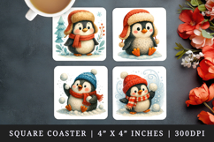Winter square coaster sublimation, coasters design Product Image 1