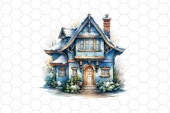 Winter Watercolor House Cliparts