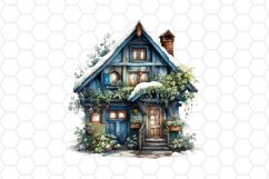 Winter Watercolor House Cliparts