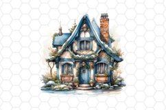Winter Watercolor House Cliparts