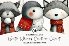 Winter Whimsy Creatures Clipart Sublimation Product Image 1