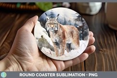 GorgeousWinter Wild Cats Round Coaster design.