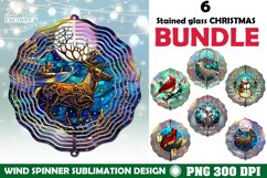Wind spinner BUNDLE, stained glass Christmas sublimation png Product Image 1