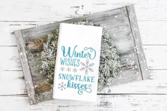 Winter wishes snowflake kisses SVG Design on a hand towel