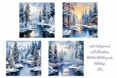 Winter Backgrounds, 15x15 Winter Season Wonderland, River Product Image 2
