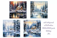 Winter Backgrounds, 15x15 Winter Season Wonderland, River Product Image 2