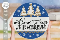 Welcome To Our Winter Wonderland SVG Winter Door Hanger SVG Product Image 1