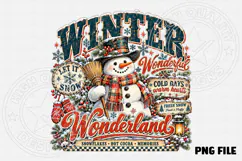 Winter Wonderland Snowman PNG Vintage Let It Snow Christmas Product Image 1