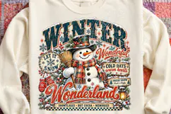 Winter Wonderland Snowman PNG Vintage Let It Snow Christmas Product Image 4