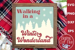 Retro Christmas Svg Sign, Winter Wonderland Holiday Cut File Product Image 1