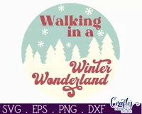 Round Retro Christmas Svg Sign, Winter Wonderland Holiday Product Image 2