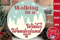 Round Retro Christmas Svg Sign, Winter Wonderland Holiday Product Image 1
