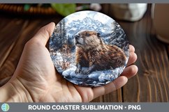 GorgeousWinter Woodland Animals Round Coaster design.