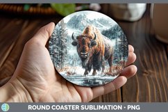 GorgeousWinter Woodland Animals Round Coaster design.