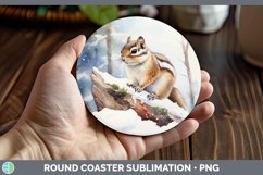 GorgeousWinter Woodland Animals Round Coaster design.