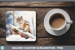 GorgeousWinter Woodland Animals Square Coaster design.