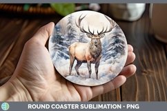 GorgeousWinter Woodland Animals Round Coaster design.