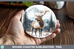 GorgeousWinter Woodland Animals Round Coaster design.