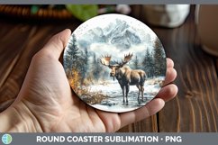 GorgeousWinter Woodland Animals Round Coaster design.