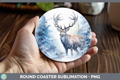 GorgeousWinter Woodland Animals Round Coaster design.