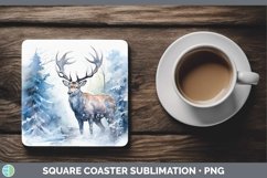 GorgeousWinter Woodland Animals Square Coaster design.