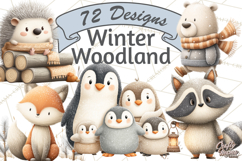 Cozy Winter Animals Clipart PNG, Neutral Woodland Critters Product Image 1