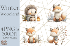 Cozy Winter Animals Clipart PNG, Neutral Woodland Critters Product Image 1