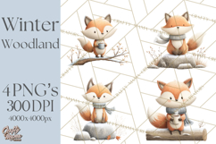 Cozy Winter Animals Clipart PNG, Neutral Woodland Critters Product Image 1