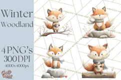 Cozy Winter Animals Clipart PNG, Neutral Woodland Critters Product Image 1