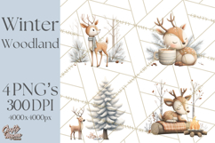 Cozy Winter Animals Clipart PNG, Neutral Woodland Critters Product Image 1