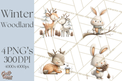 Cozy Winter Animals Clipart PNG, Neutral Woodland Critters Product Image 1