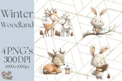 Cozy Winter Animals Clipart PNG, Neutral Woodland Critters Product Image 1