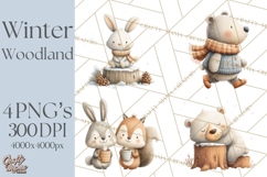Cozy Winter Animals Clipart PNG, Neutral Woodland Critters Product Image 1