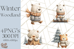 Cozy Winter Animals Clipart PNG, Neutral Woodland Critters Product Image 1