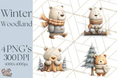 Cozy Winter Animals Clipart PNG, Neutral Woodland Critters Product Image 1