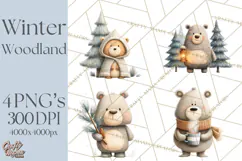 Cozy Winter Animals Clipart PNG, Neutral Woodland Critters Product Image 1