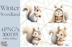 Cozy Winter Animals Clipart PNG, Neutral Woodland Critters Product Image 1