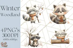 Cozy Winter Animals Clipart PNG, Neutral Woodland Critters Product Image 1