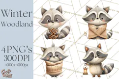 Cozy Winter Animals Clipart PNG, Neutral Woodland Critters Product Image 1