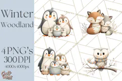 Cozy Winter Animals Clipart PNG, Neutral Woodland Critters Product Image 1