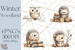 Cozy Winter Animals Clipart PNG, Neutral Woodland Critters Product Image 1
